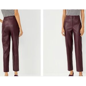 Ann Taylor NWT Plum Faux Leather Slim Pants‎ Size 0 Petite